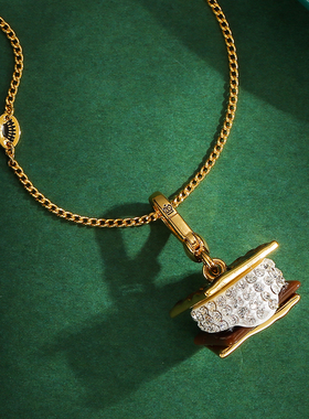 珐琅釉多层夹心奶油巧克力派吊坠