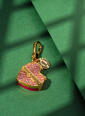 珐琅釉可打开粉钻爱心盒吊坠项链