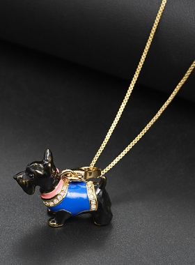时尚潮黑色小狗雪纳瑞吊坠