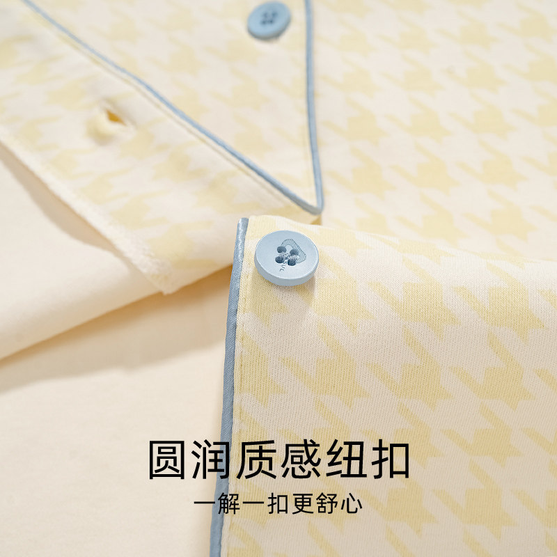 浪莎纯棉睡衣女士春秋款2025新款秋季翻领长袖大码高级家居服套装,淘宝优惠券,粉丝福利购,淘宝优惠卷