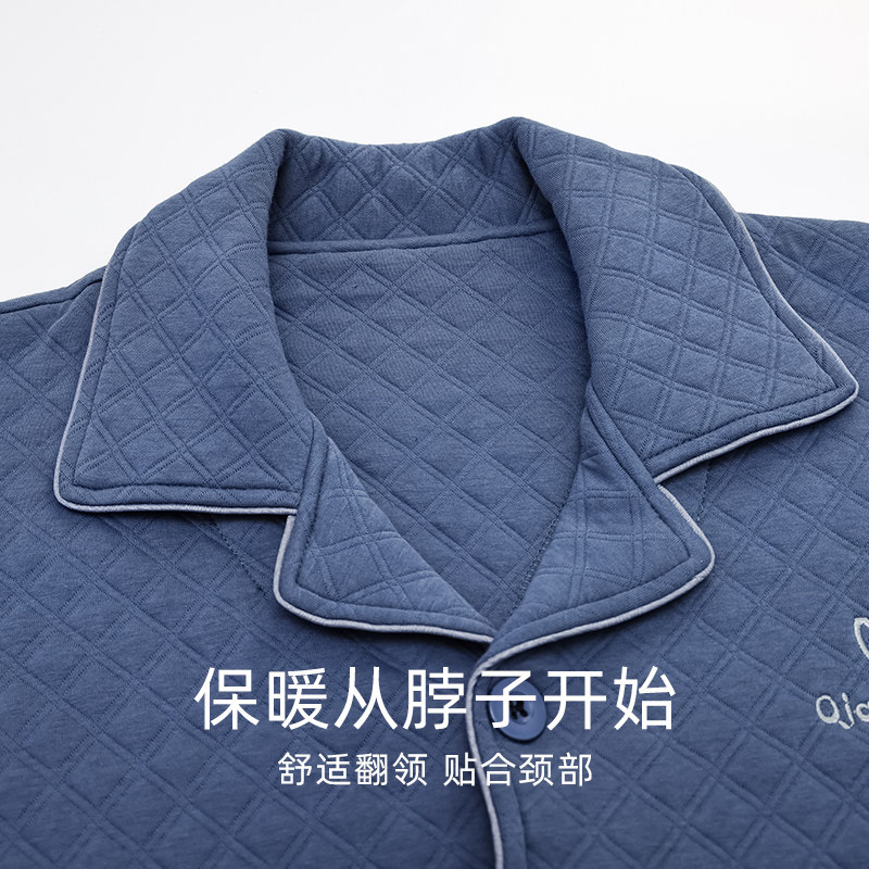浪莎夹棉睡衣裤男士秋冬季纯棉长袖全棉厚款夹层空气棉家居服套装,淘宝优惠券,粉丝福利购,淘宝优惠卷