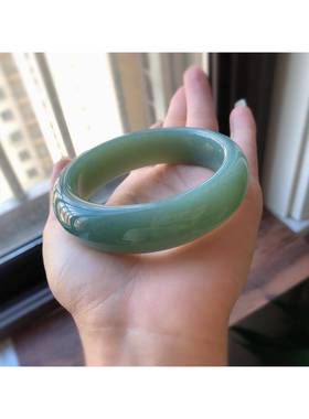 天然和田玉且末蓝特色正装58.5mm圈口手镯 干净细腻无杂裂配证xe0