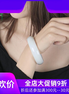和田玉羊脂白玉手镯玉石玉器58mm女款手环镯子手饰品yzf