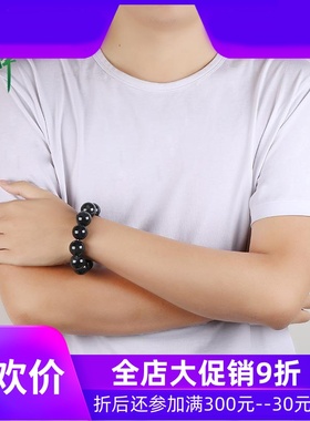 和田玉青花20mm大圆珠手串男款手链手持天然玉石新疆含证书yzf