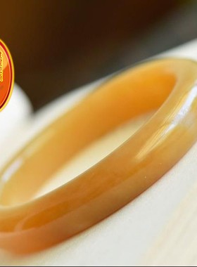 天然和田玉且末糖料55.8mm圈口手镯 重54.91克色泽油润玉质细腻bh