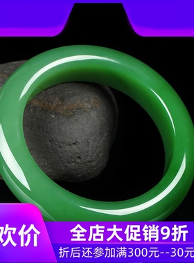 和田玉碧玉镯子女绿色女款素手镯古法手环简约玉镯赠礼dcl