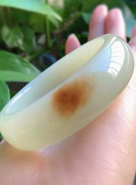 天然和田玉糖白料57mm圈口玉镯手镯 老坑料 脂粉细腻 料子油润 xe