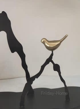 铁铜装饰新中式玄关山水摆件