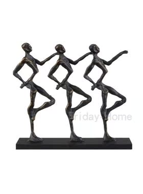 美式轻奢铸铁金属摆件创意舞者摆件售楼处样板房书房客厅软装摆件