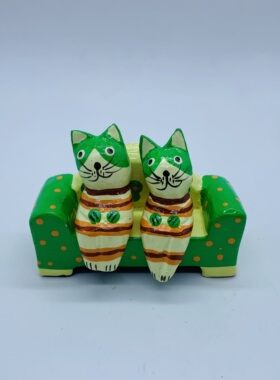 印尼巴厘岛手信 巴厘岛礼物伴手礼 手工品工艺品情侣小花猫坐沙发