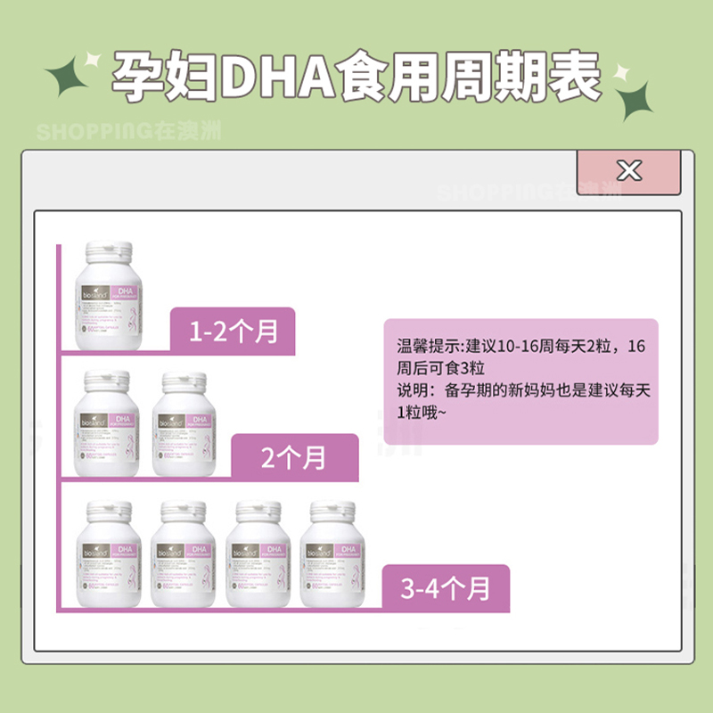 澳洲bio island孕妇专用DHA海藻油孕期哺乳期备孕胶囊营养品60粒 - 图0