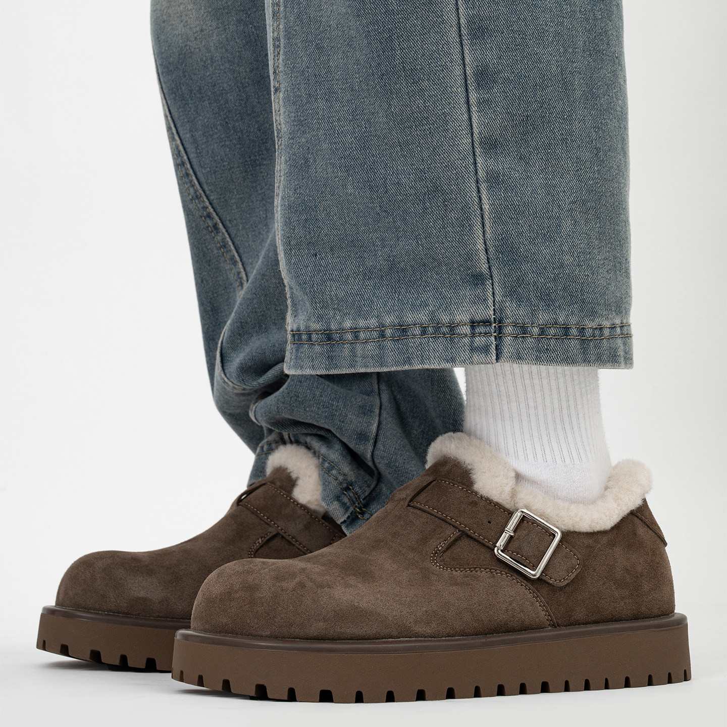 全包复古搭扣勃肯鞋男女冬季加绒保暖厚底毛毛棉鞋大头乐福雪地靴,淘宝优惠券,粉丝福利购,淘宝优惠卷