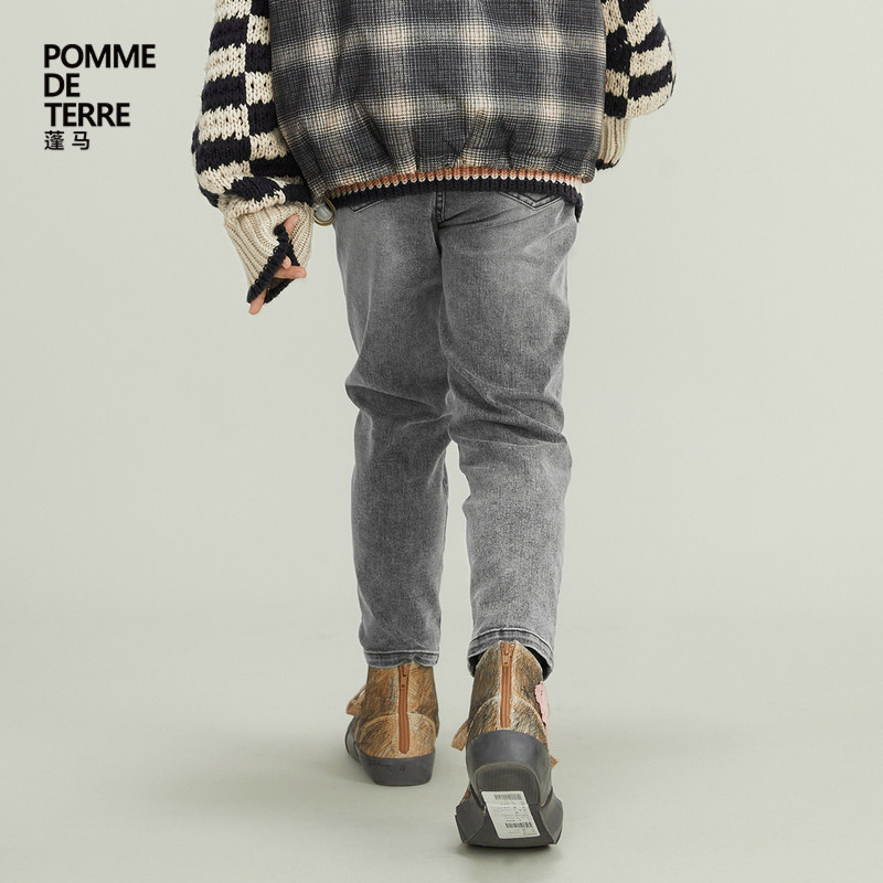 蓬马大童牛仔长裤子做旧棉质舒适修身秋装男女儿童pomme de terre,淘宝优惠券,粉丝福利购,淘宝优惠卷