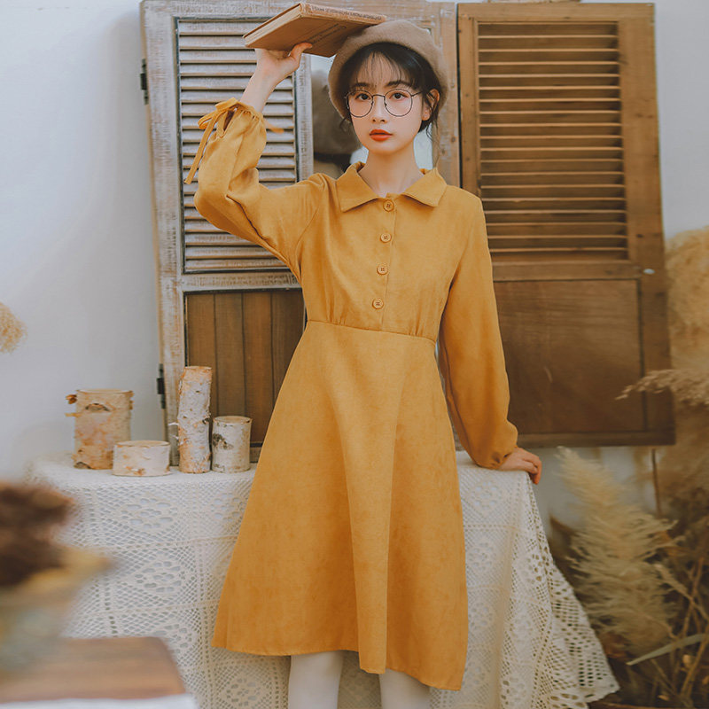 2020年新款秋冬季法式复古连衣裙 姿态玫瑰连衣裙