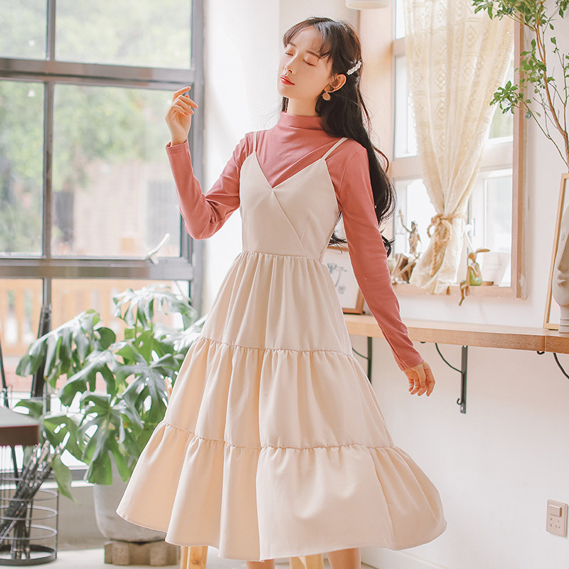 秋冬2020年新款套装裙显瘦仙女裙子 姿态玫瑰连衣裙