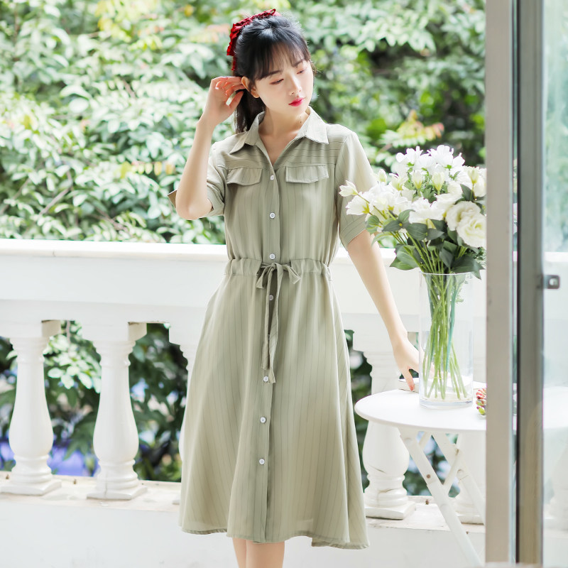 女夏设计感小众收腰显瘦气质衬衫裙 姿态玫瑰连衣裙