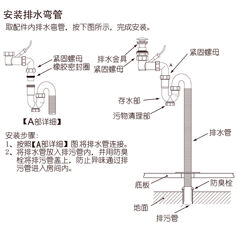 TOTO原装排水管卫生间LHP101洗脸盆配件防臭面盆排水地排墙排(11)-图3