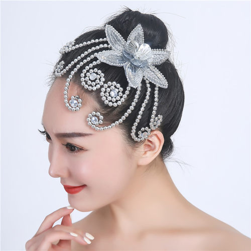 广场舞蹈头饰演出头饰古典秧歌民族舞表演头饰头花舞台傣族拉丁女 - 图3