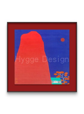 新中式现代简约红色山水装饰画入户玄关走廊壁画书房客厅挂画