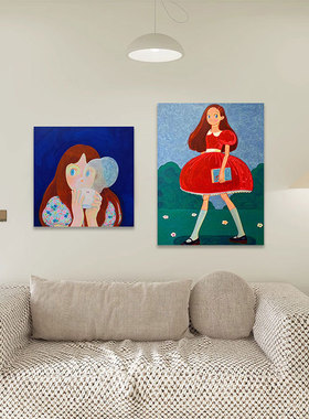 《少女心》ins风治愈系可爱卡通艺术萌物玄关装饰画卧室挂画送礼