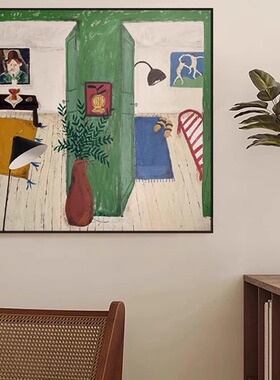 绿色马蒂斯小众艺术客厅玄关装饰画沙发背景墙挂画中古风卧室挂画