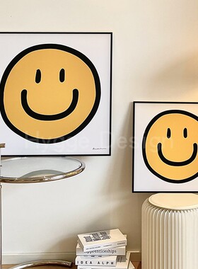 韩国小众ins风smile黄色笑脸挂画卧室客餐厅拍照背景治愈系装饰画
