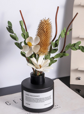 插花家居干花无火香薰精油家用藤条香氛摆件卧室内空气清新除味