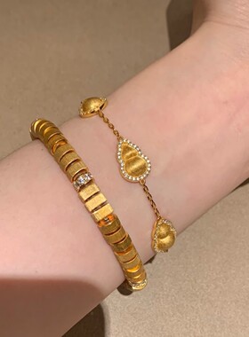 纯银S925新中式拉丝工艺五福葫芦手链小众高级感精致轻奢气质手饰