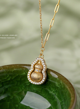 S925纯银葫芦项链女新中式吊坠