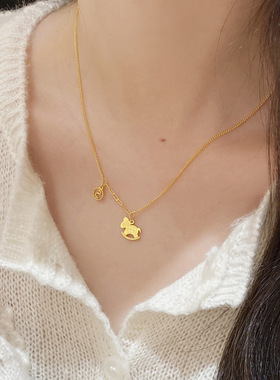 S925纯银马上有钱项链女生肖马