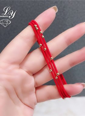 皮筋小金珠本命年红色发圈两用