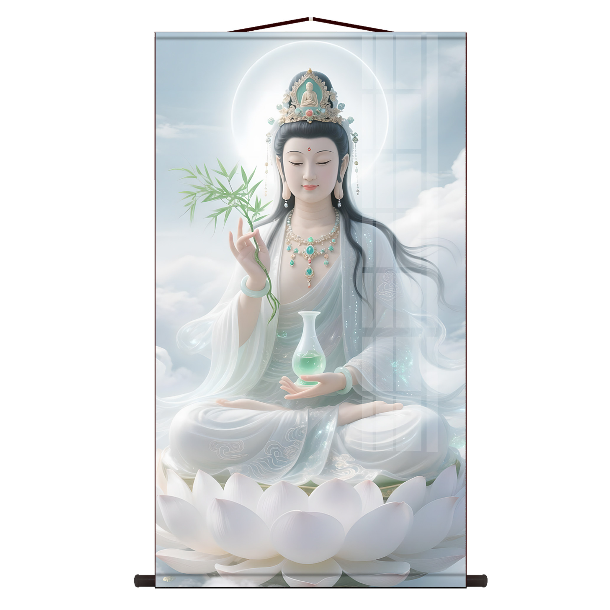 观音菩萨画像客厅书房走廊沙发背景墙玄关装饰画结缘观音卷轴挂画,淘宝优惠券,粉丝福利购,淘宝优惠卷