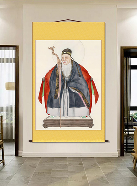 胡三太爷画像胡家之主挂画胡太奶东北出马客厅堂口供奉装饰卷轴画