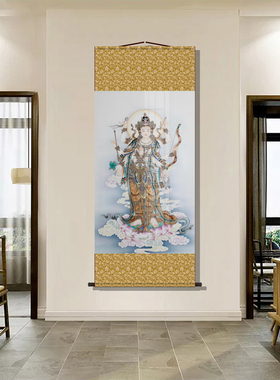摩利支天菩萨画像斗姥二十四诸天挂画家用玄关背景墙装裱卷轴挂画