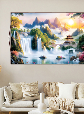 横版仙家堂口客厅山水画仙堂背景东北堂屋装饰挂画风水画供奉挂画