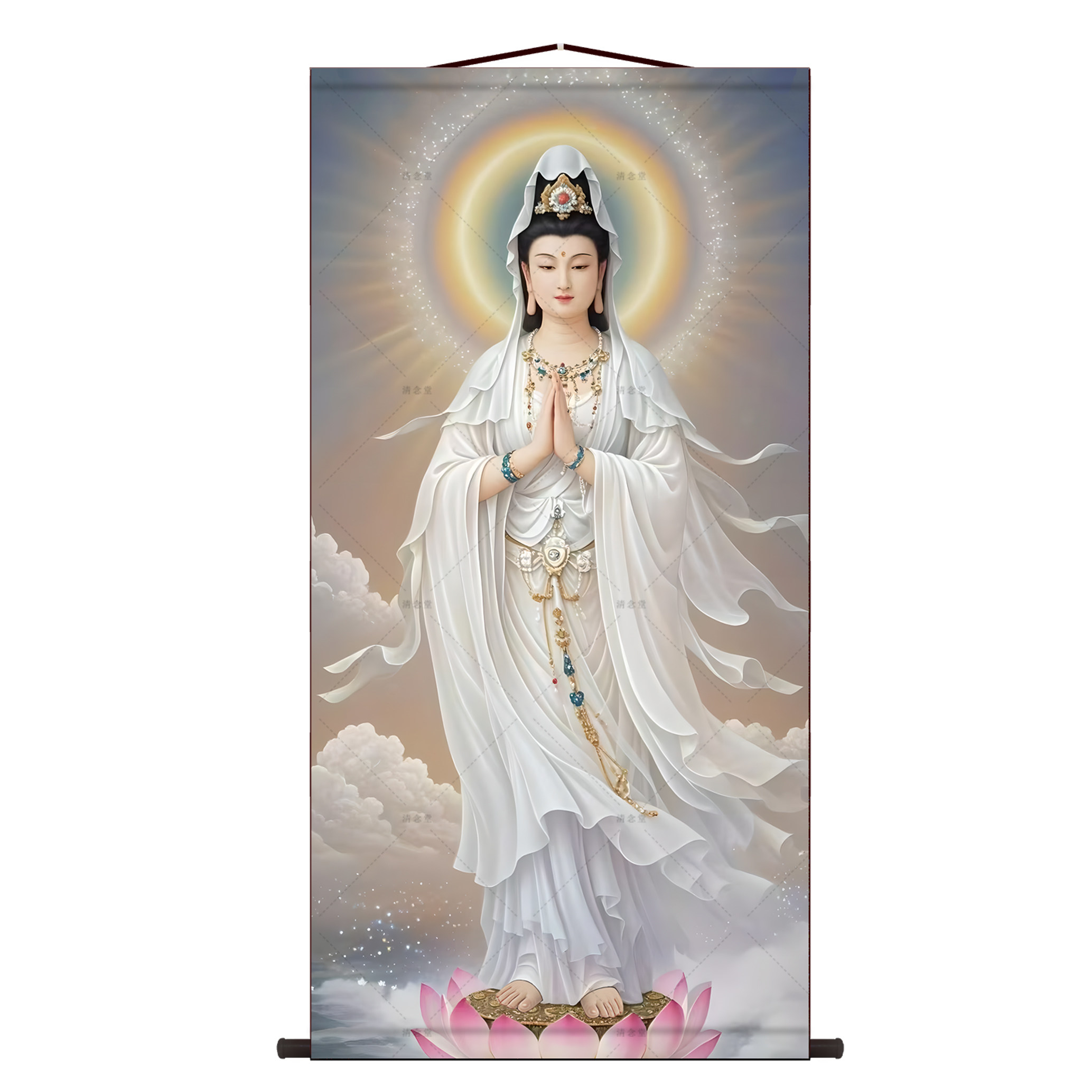 观音菩萨画像书房玄关画客厅装饰字画走廊沙发背景墙丝绸卷轴挂画,淘宝优惠券,粉丝福利购,淘宝优惠卷