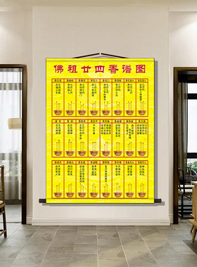 二十四香谱图挂画中堂供奉玄关装饰画香火佛像结缘烧香图卷轴字画