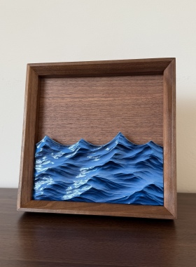 风浪｜立体雕刻装饰画大海海洋高级简约日式中古手工摆件挂画