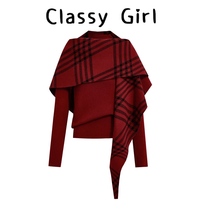 本命年新年战袍半高领设计感打底毛衣女2026秋冬披肩针织衫两件套,淘宝优惠券,粉丝福利购,淘宝优惠卷