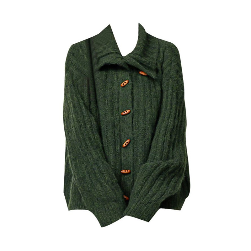 绿色高领毛衣外套女款秋冬2025冬季新款保暖加厚立领针织开衫上衣,淘宝优惠券,粉丝福利购,淘宝优惠卷