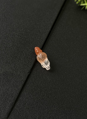 天然红兔毛水晶兔兔爱白菜可坠可摆我自己纯手工雕刻的