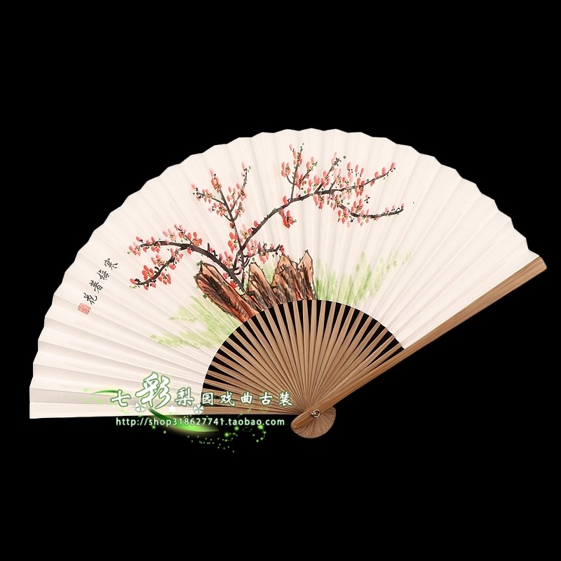 戏曲京越剧金扇梅花小生折扇梅花竹工艺扇子8寸花旦扇子诗词折扇,淘宝优惠券,粉丝福利购,淘宝优惠卷