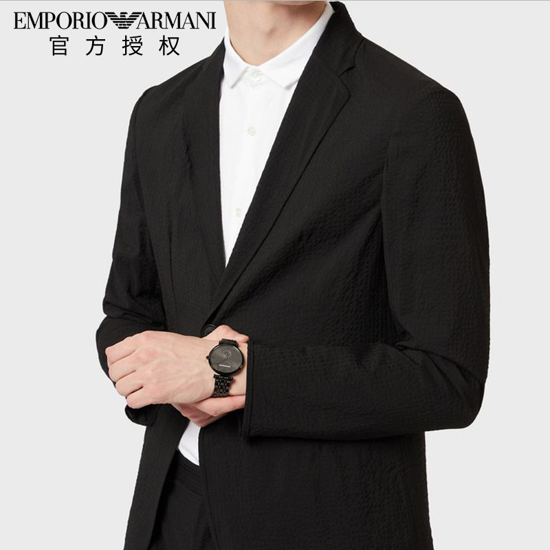 Armani阿玛尼手表男时尚黑武士酷黑简约休闲石英钢带男表AR11299