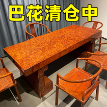 Bahua Solid Wood Large Plate Log Red Wood Office Table Basil Flowers Pear Wood Desk Water Corrugated Working Tea Table Tea Table