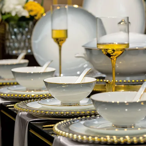 高级感骨瓷礼品乔迁碗碟碗盘餐具金边轻奢景德镇套装家用组合,淘宝优惠券,粉丝福利购,淘宝优惠卷