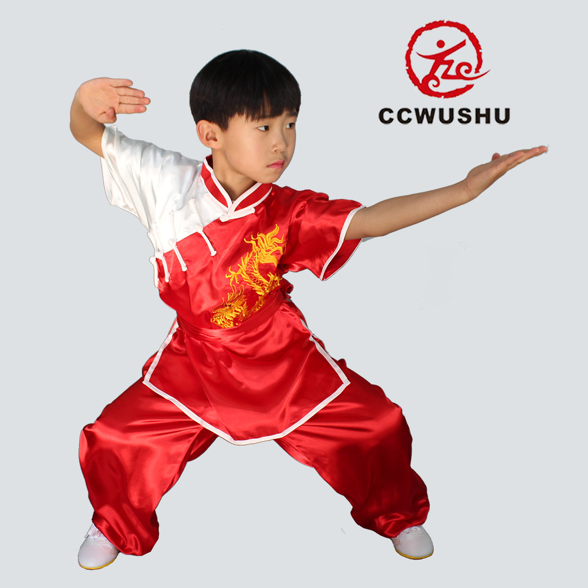 长城武术太极服练功服武术服男夏季中国风丝绸儿童武术表演比赛服_虎窝淘