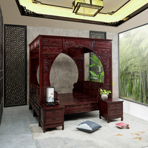 Plum Blossom Double Moon Cave Bed Ming and Qing Classical furniture Step Bed Ancient Dragon Bed Princess Bed Old Fashioned step Bed bed Bed Frame Subbed
