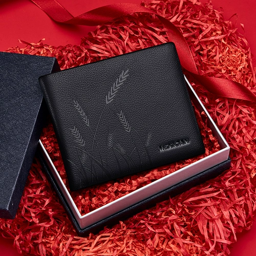 Мужской короткий кожаный бумажник для друга, подарок на день рождения