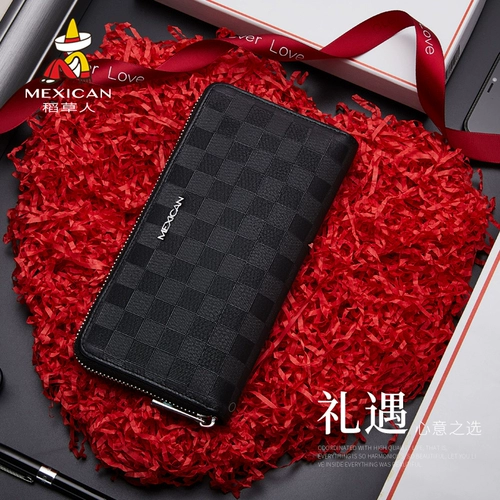 Кожаный длинный вместительный и большой бумажник с молнией, сумка с петлей на руку для отдыха, подходит для студента