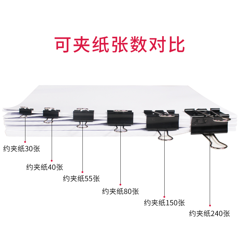 qd【办公采购批发】得力黑色长尾夹票据票夹燕尾夹 - 图1